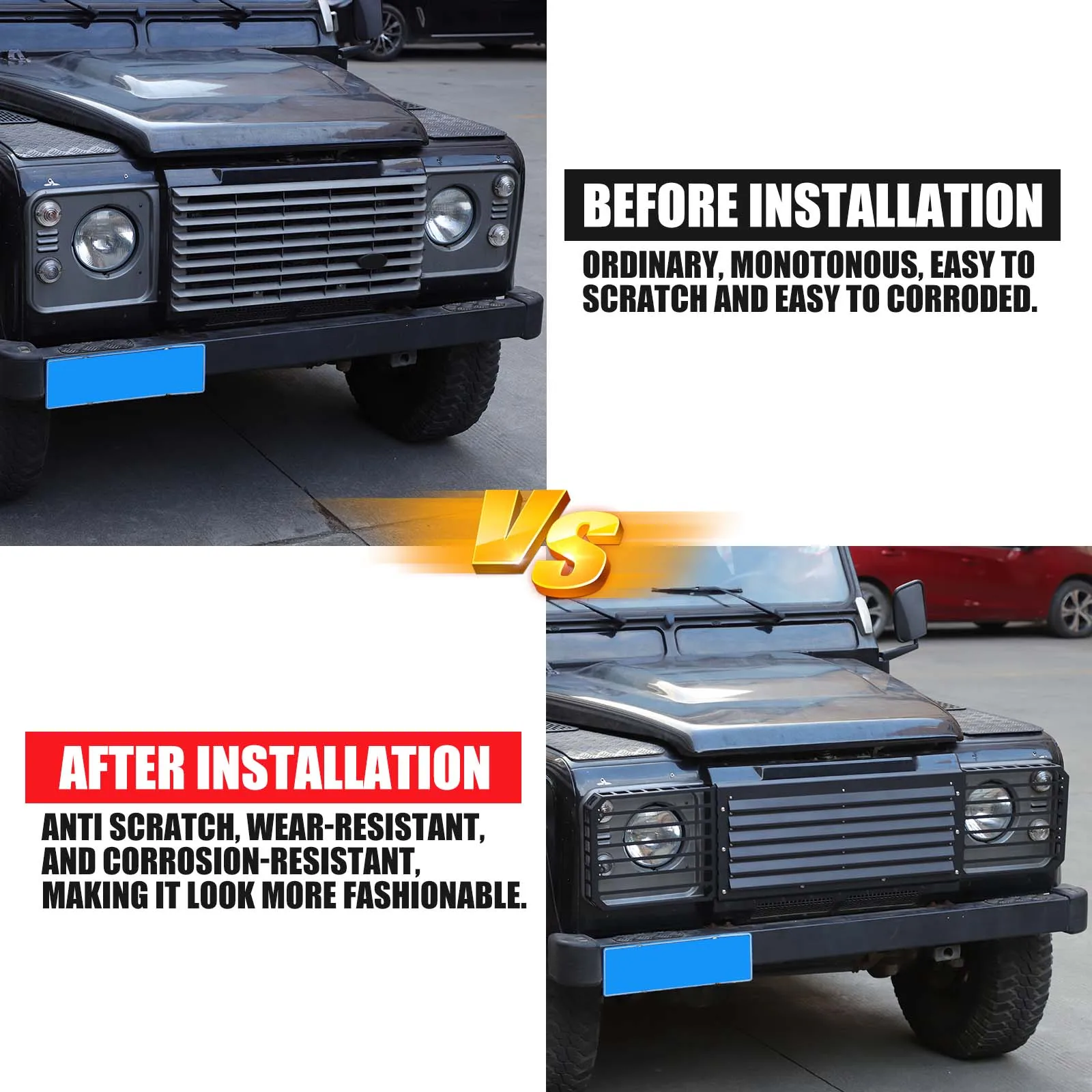 For Land Rover Defender 90 110 2004-2018 Aluminum alloy Car Front Grille Headlight Protection Mesh Cover Car Accessories