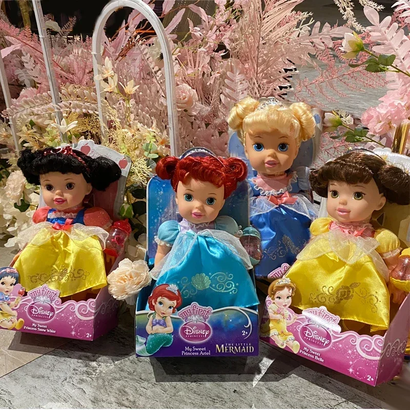 Disney Princess Cartoon Anime Figure Belle Mermaid Snow White Cinderella Lovely Baby Doll Toy Children Birthday Gifts