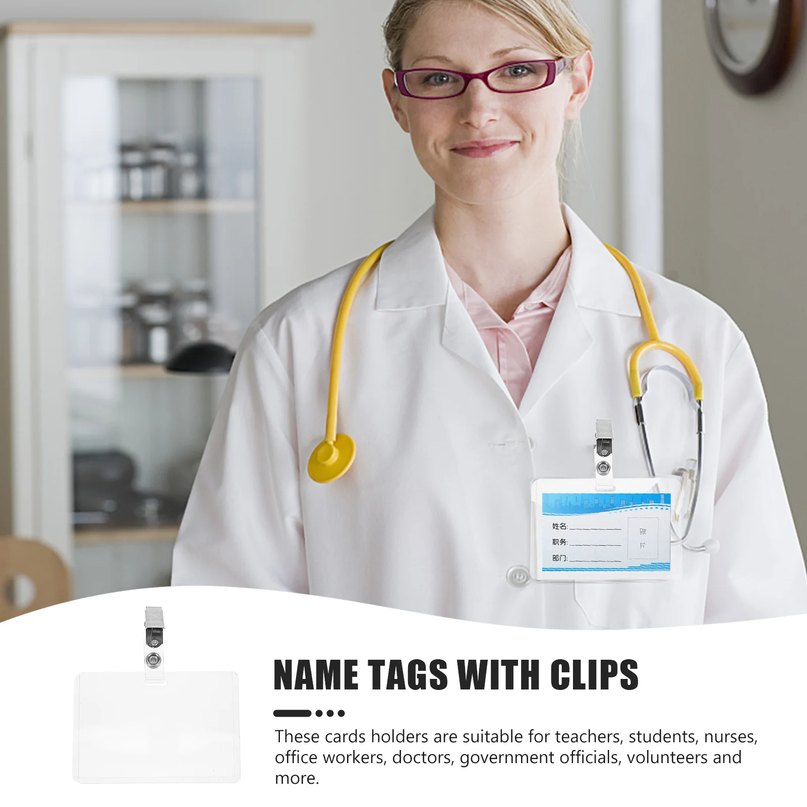 

10 set Waterproof Id Badge Holder Clear Name Tag Protector For Work Id Business Cards Students Cards Cover Holder