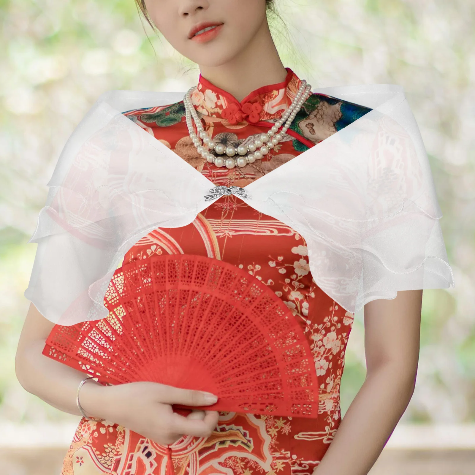 Bruids Chiffon Sjaal Drielaags Bubble Gaas Zacht Rimpelbestendig Bruiloft Stola Strik Rand Decoratieve Wrap Voor