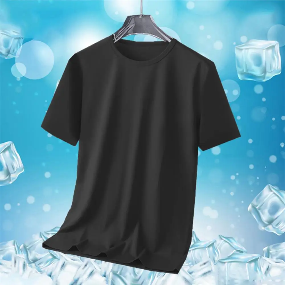 Summer Seamless Breathable Ice Silk T-Shirt Vest Men's Sports Short Sleeve T-shirt Ice Silk Solid Color V-neck Casual T-shirt