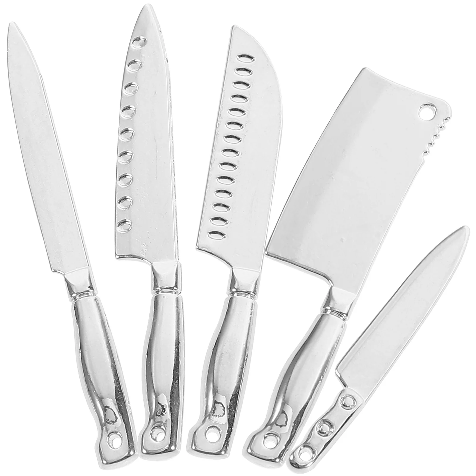 5 Pcs Stainless Steel Dollhouse Miniature Kitchen Cutlery Set Tiny Utensils Alloy Tableware For Mini House Accessories Kids