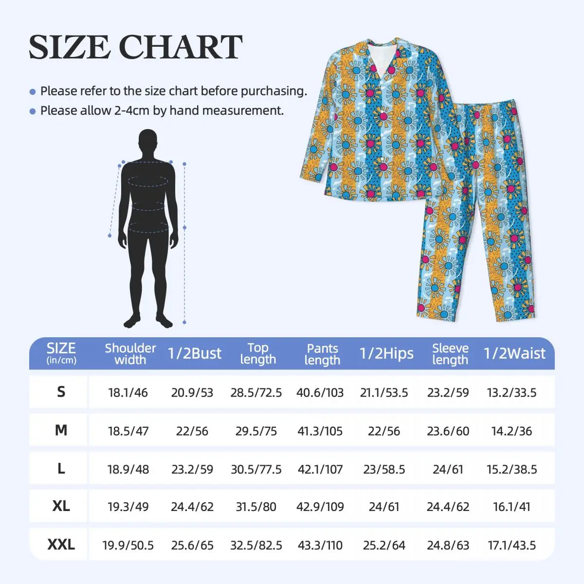 태양 레트로 인쇄 잠옷 가을 느슨한 대형 잠옷 세트 남자 긴 소매 사랑스러운 침실 디자인 Nightwear