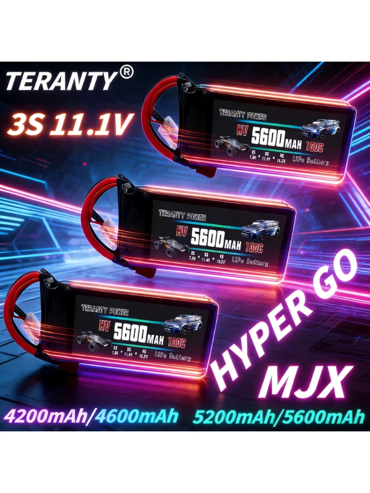 1/2/4 Stück TERANTY 3S 5600mAh Lipo-Akku 11,4V 100C mit T-Stecker für Hyper Go MJX RC Auto Buggy Truck FPV Drohne RC Modellteile