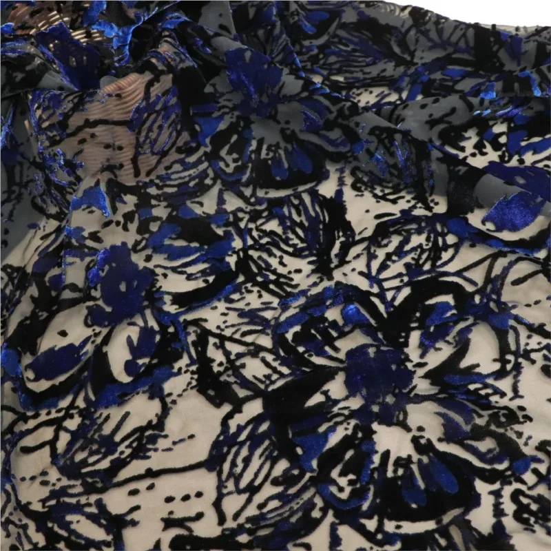 Woven brocade viscose printed mottled and burned velvet fabric sleeping dress cheongsam