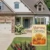 NGZ Harvest Blessings Wheat Garden Flag 28X40 Inch Linen for Thanksgiving llz