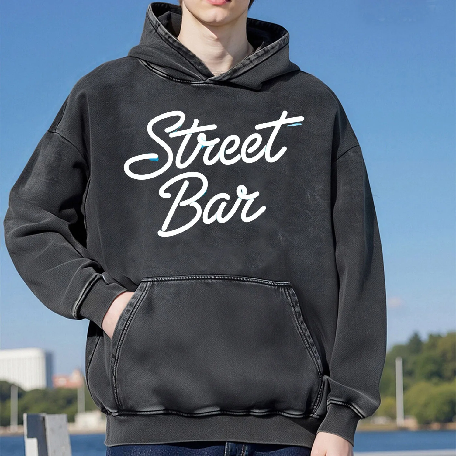 

Толстовка с капюшоном в стиле ретро с буквенным узором для мужчин и женщин, повседневная спортивная одежда, хлопковая модная уличная одежда, 400 г