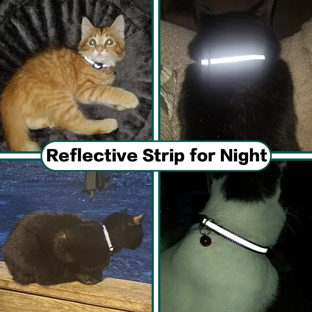 Süßes Katzenhalsband Airtag Breakaway Reflektierendes Kätzchenhalsband mit Glocke für Apple Air Tag Halter Glocke Nylon Silikonhalsband für Katzen – Detail 8