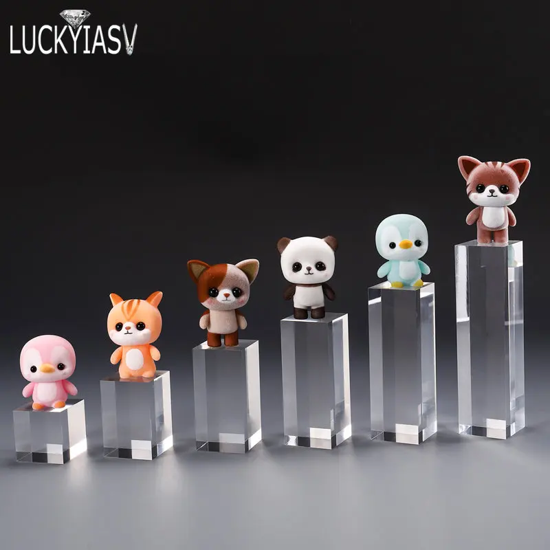 Acrylic Plexiglass Square Stamping Transparent Block Cosmetics Display Stand Photography Props Dolls Perfume Ring Jewelry Holder