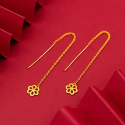 Solid 18K 14K Gold Earrings for Women Flower Luxury Wedding Jewelry for Engagement Gifts