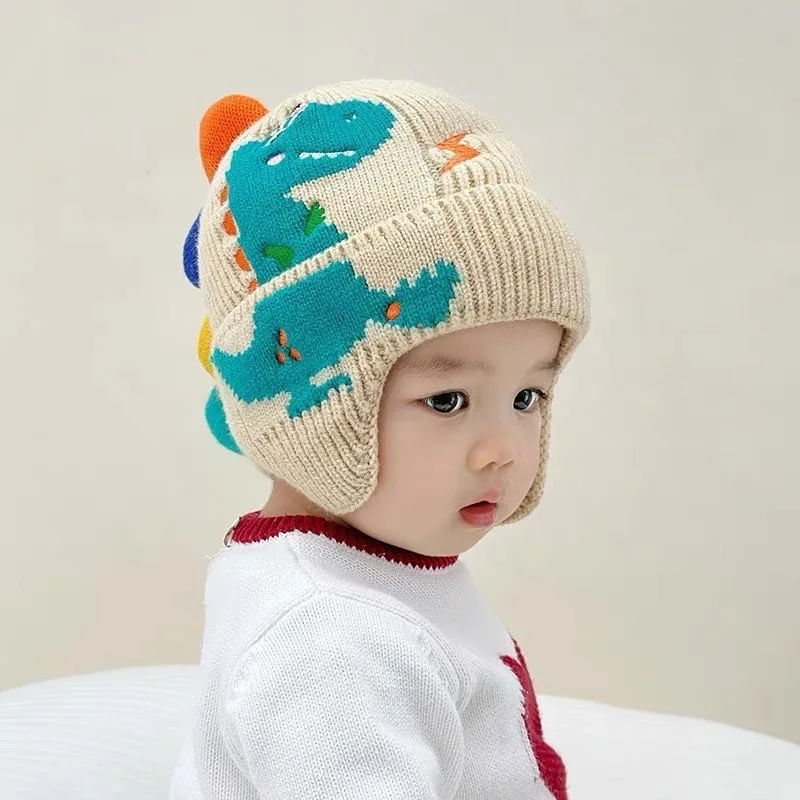 Gorro para bebés, niños y niñas, fotografía de dinosaurio recién nacido, accesorios para niños, gorro tejido, gorros cálidos para Otoño e Invierno