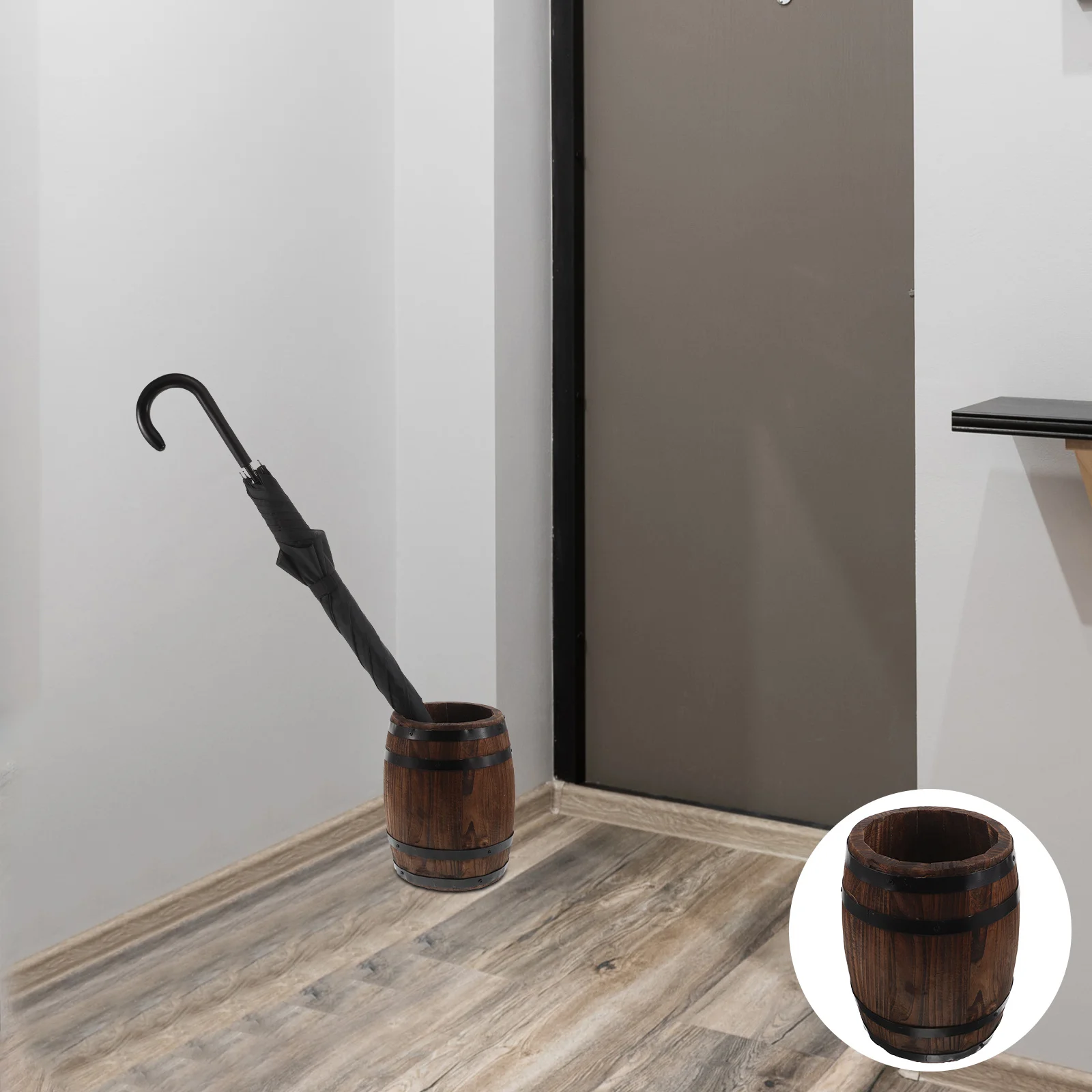 

Retro Umbrella Rack Wood Tall Stand For Entryway Hallway Hotel Farmhouse Indoor Storage Organizer Cane Holder Bucket