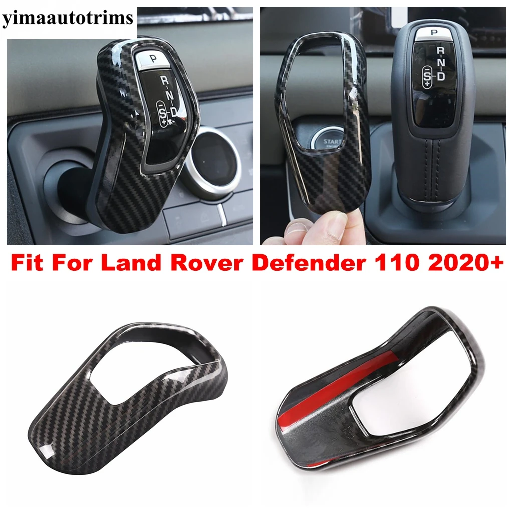 

Car Gear Shift Knob Gear Head Decor Cover Trim ABS Carbon Fiber Look Accessories Interior For Land Rover Defender 110 2020-2023