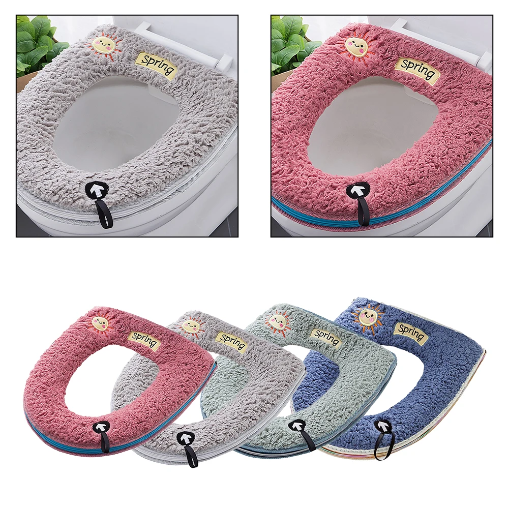 

Non-slip Toilet Cover Thick Plush Toilet Seat Cover 44 X 38 Cm Comfortable Bathroom Accessory Easy To Clean Mat
