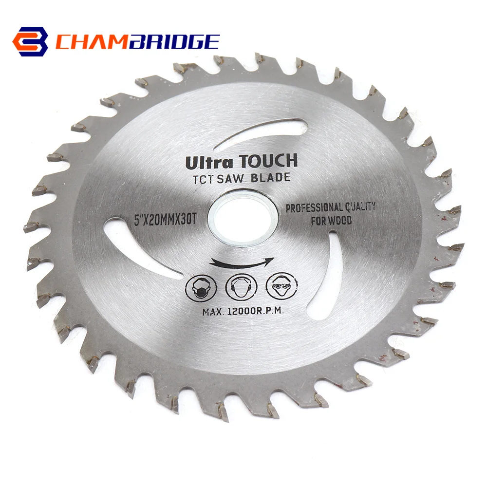 1Pc 5-Inch Alloy Circular Sawing Blade 20mm Bore Carbide Cutting Disc for Woodworking Plastic Cutting Disc 30-Teeth