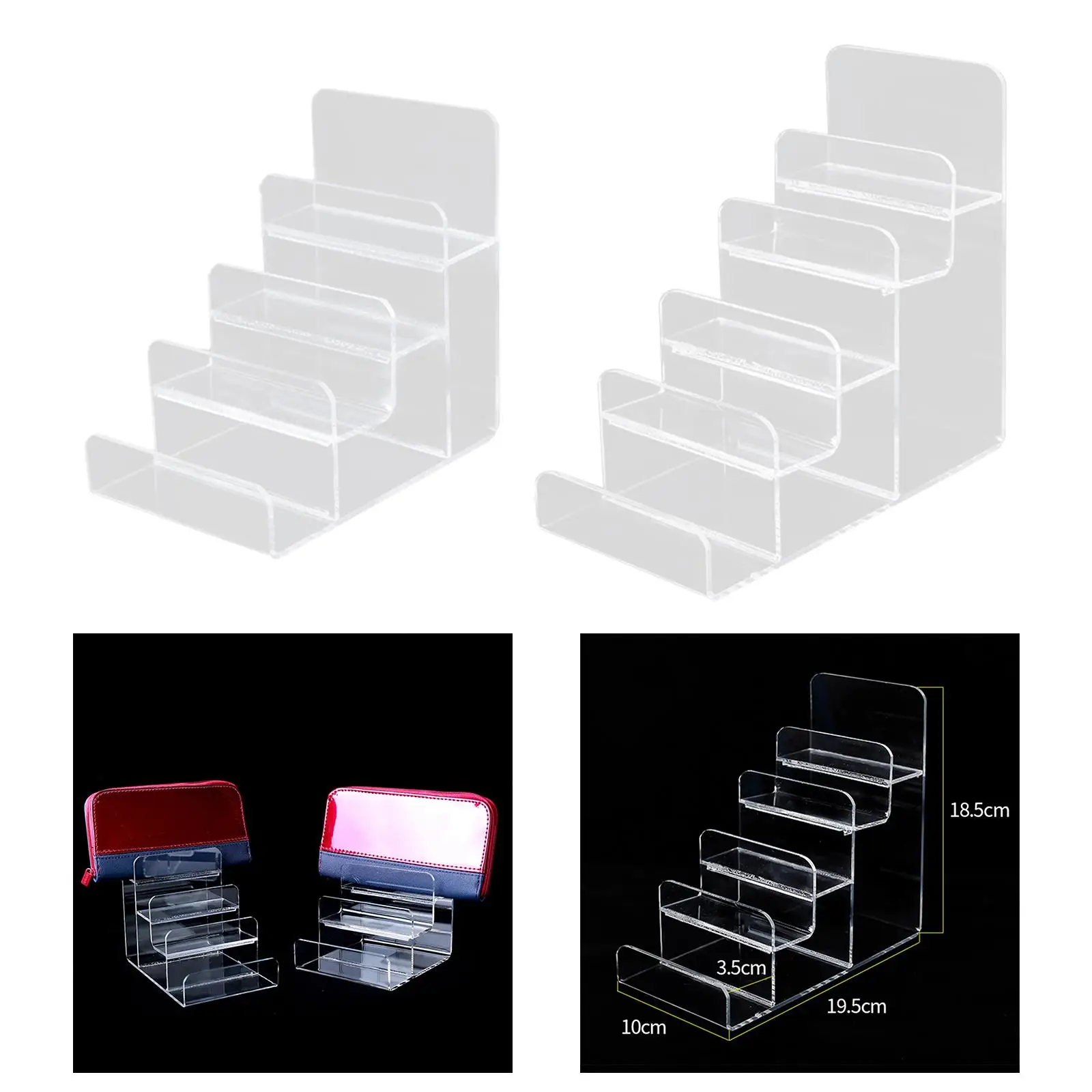 Acrylic Riser Display Shelf Portable Organizer Transparent Rack Multipurpose