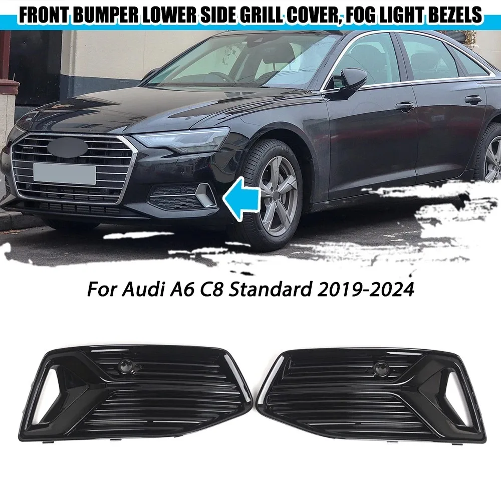 Image of Für AUDI A6 C8 Saden 2019-2023 Auto Vorne Links Rechts Untere Stoßstange Grille Nebel Licht Grill Abdeckung 4K0807647 4K0807648 4K0807647C