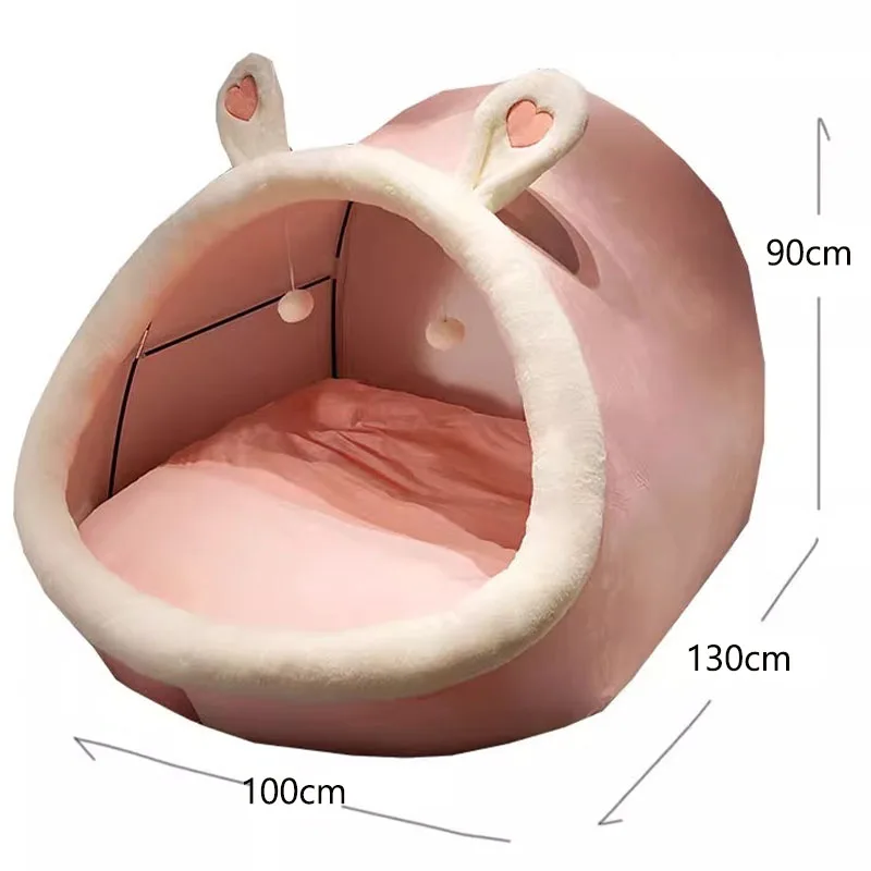 Cama-caverna de pelúcia extragrande com design de desenho animado, dobrável, para uso interno e externo, tenda de descanso aconchegante com decoração de orelhas fofas para leitura, jogos e descanso.