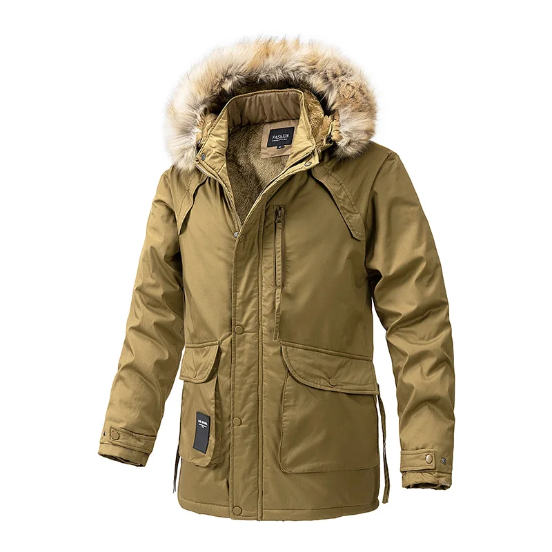 

Casual Down Windproof Solid Color Fashion Brand Parkas Men's Winter Parka Warmth Thickened Mid-Length Coat with Large Overcoat