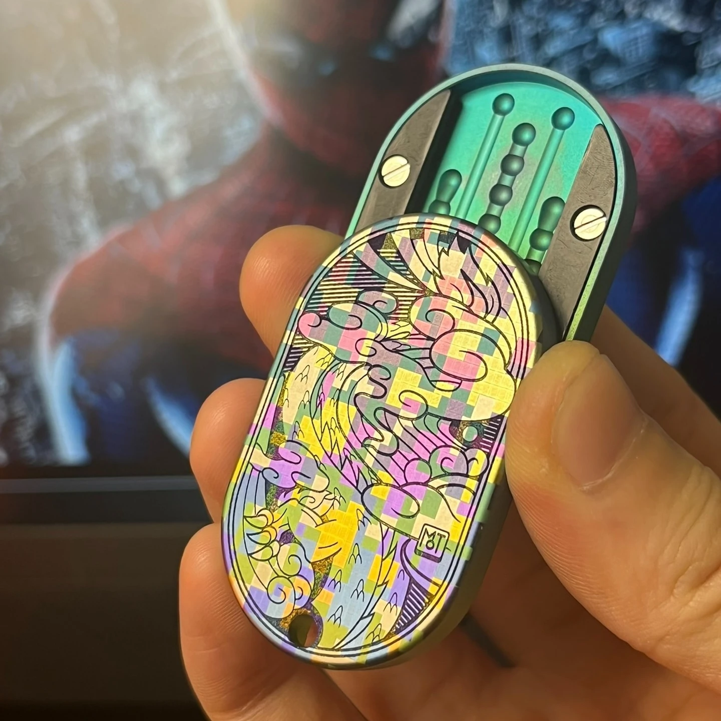 Splash encre couleur alliage de titane mécanique Dragon Fidget curseur jouets EDC Fidget Anti-Stress métal Fidget Spinner jouets