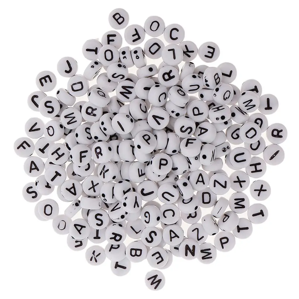 3x 200 Pieces Alphabet Beads DIY Letter Beads for Jewelry Craft Black Letters