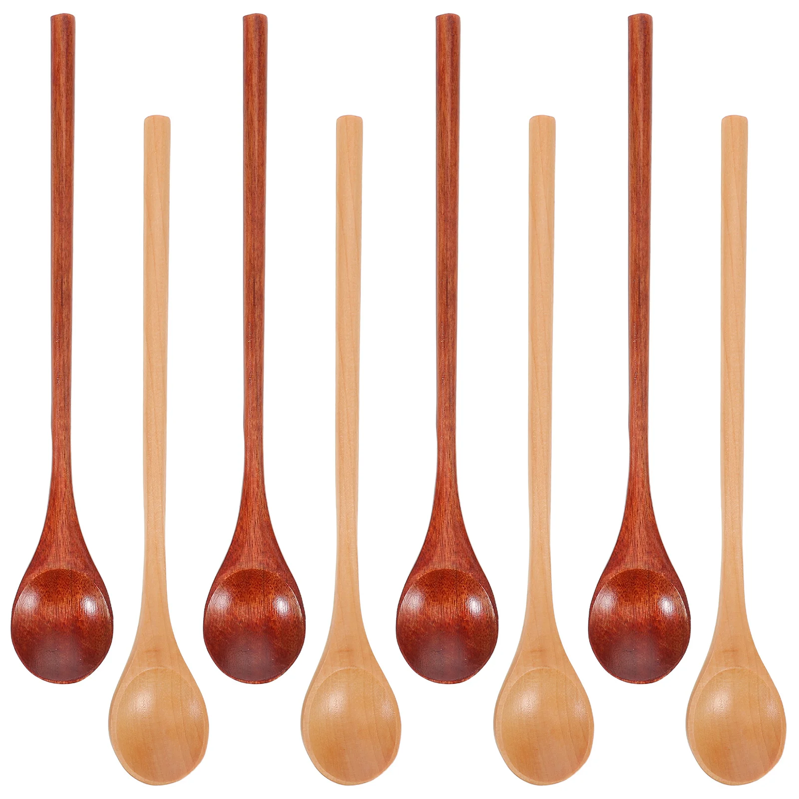 Cucharas de cocina de madera Natural, mango largo, agitador, salsa de mermelada de miel, juego de cocina sin arañazos, cuchara de cocina, 8 Uds.