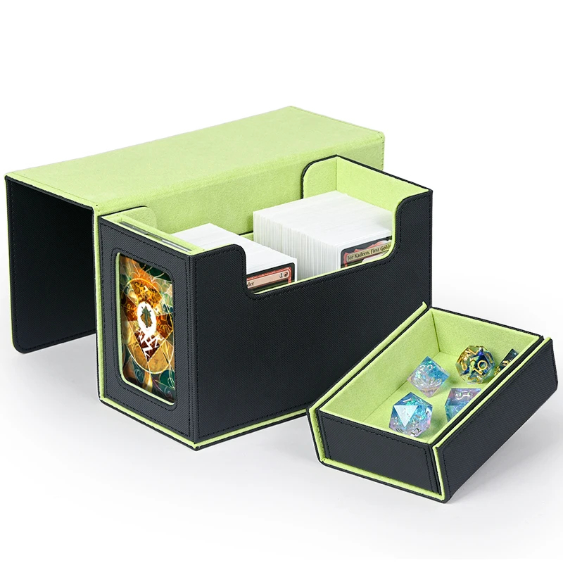 Magnetic Card Holder Box ZLCA MTG Commander Deck Box With Display Window -  200 Card Capacity With Dice Tray & Card Brick