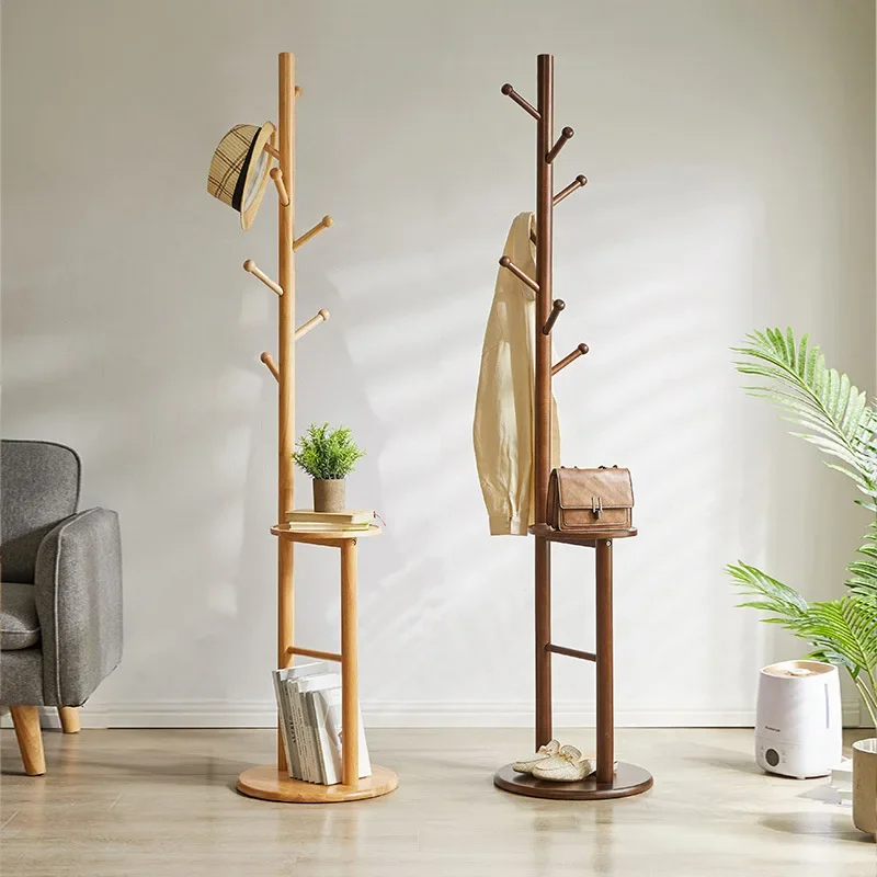 Cabide de madeira maciça para quarto, chão, sala de estar, mesa de centro, armazenamento vertical simples