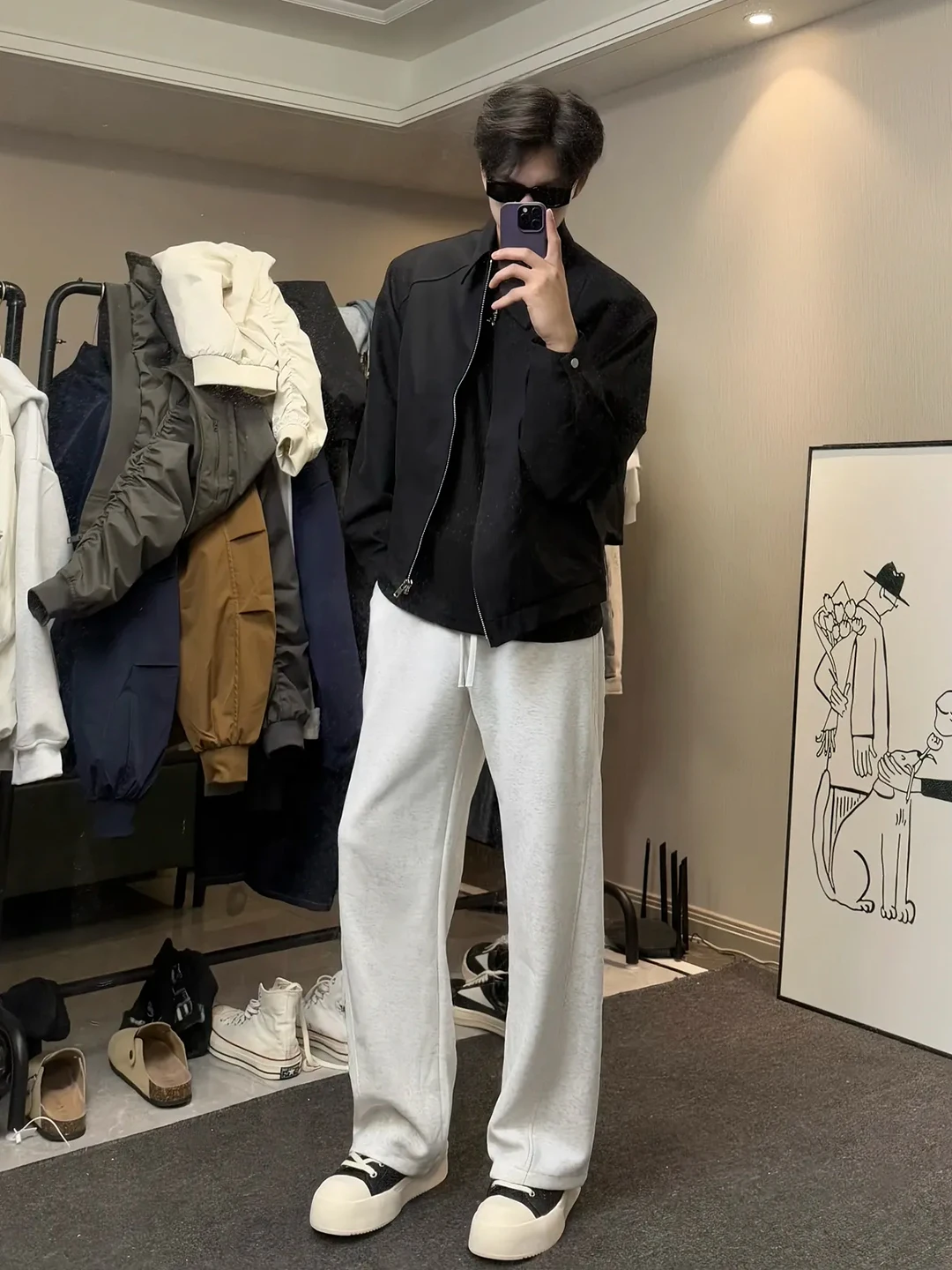 

Men's American Sle ey White Floral Straight Leg Trousers mid Waist Long Pants Autumn Season Faion Casual Wear