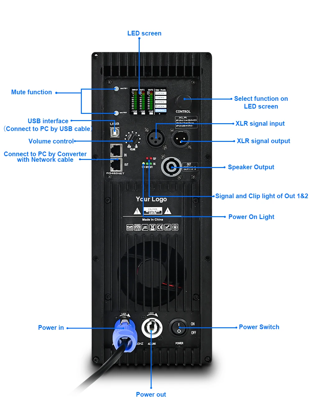 Picture 4: Powered Active Speakers Sound System 1000W Amplifier Board Line Array System Speakers With Built in Amplifier