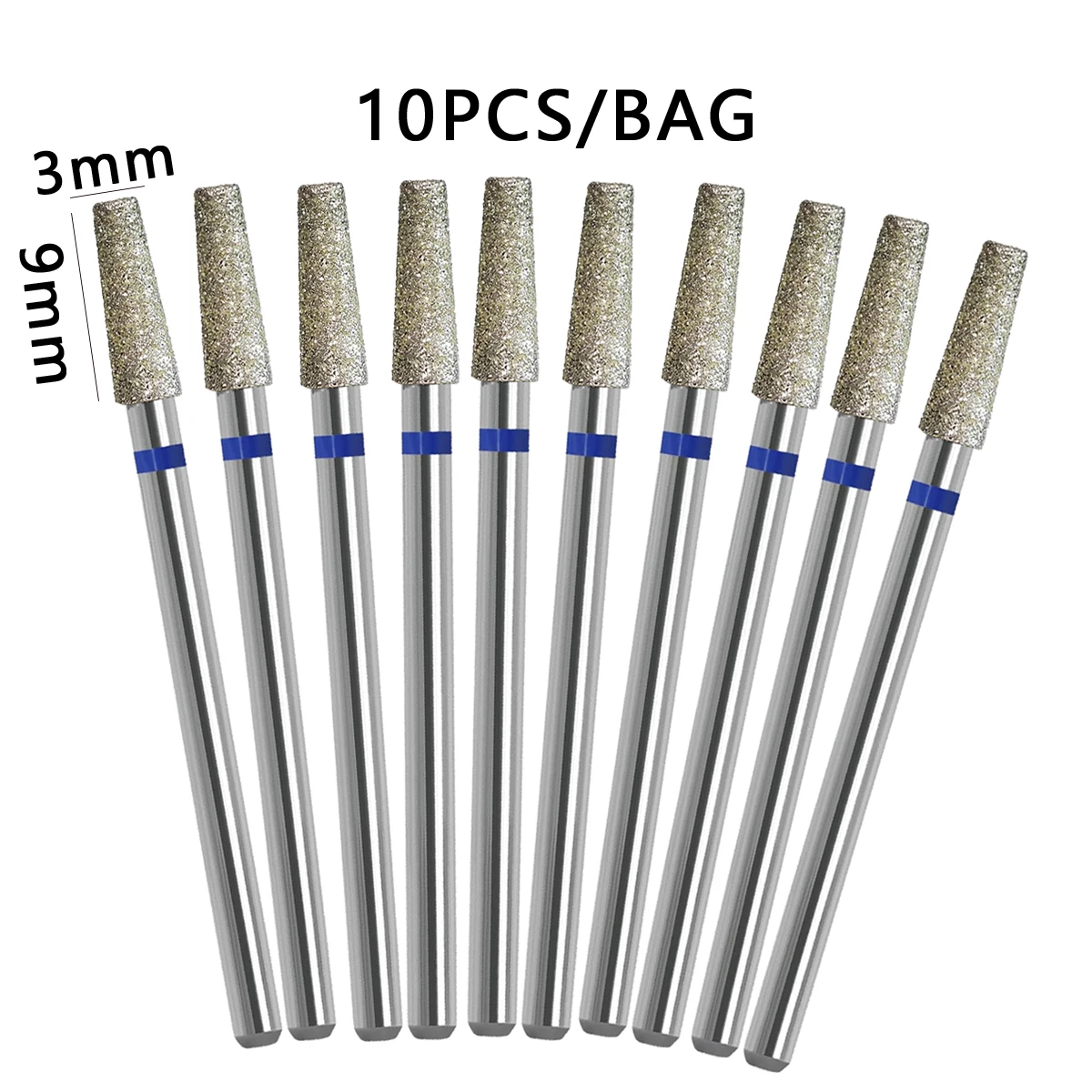10 stks/set Tapered Diamond Cuticle Bit Nail Boren Manicure Boren Nagels Accessoires Gereedschap