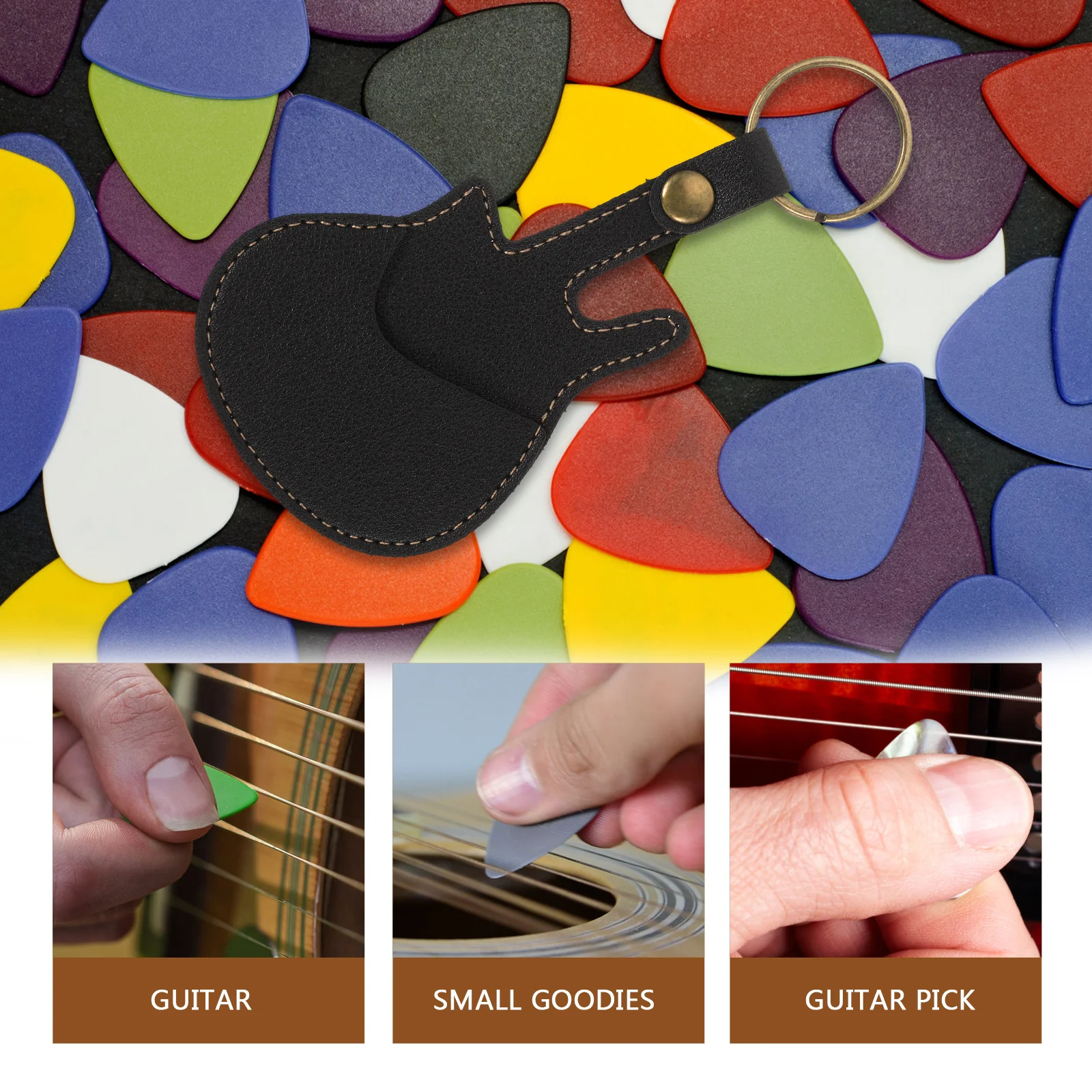 

Pick Storage Case Guitar Plectrum Organizer Pouch Bag Holder Keychain Compact Picks