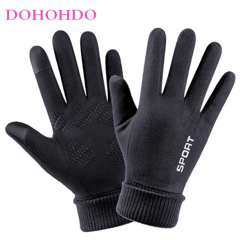 

Winter Gloves Men Thick Warm Touch-screen Gloves For Outdoor Sports Driving Cycling In Autumn And Winter Black Gloves Перчатки