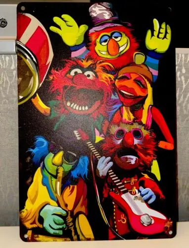 MUPPETS Tin Metal Sign 12x8 Animal Dr. Teeth ; Electric Mayhem! Neon Colors New!-tin sign