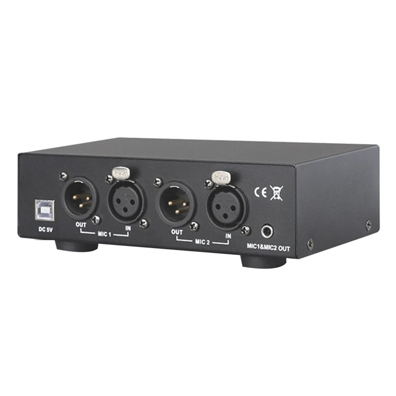 

USB Dual Mixed Output Phantom Power Supply Black 48V For Condenser Microphones Music Recording Equipment