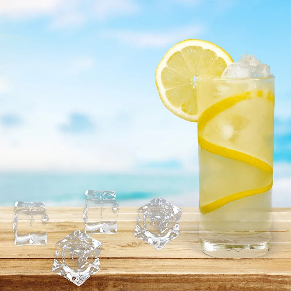 

60Pcs Acrylic Fake Ice Cubes Clear Realistic Crystal Cubes Decorative Photo Props Acrylic Vase Filler Fake Ice
