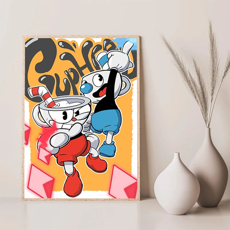 Cartoon Game C-Cuphead Poster Decoration Pictures Room Wall Decor Painting on Canvas Decorative Paintings Art Home Print Posters