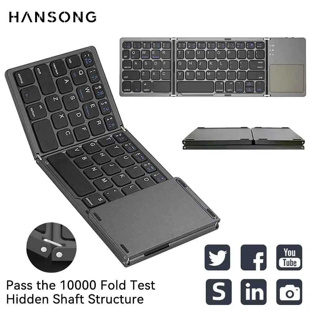 

Foldable Wireless Keyboard Ultra Slim Touchpad Bluetooth Keyboard Rechargeable Folding Keyboard for Tablet Laptop ﻿