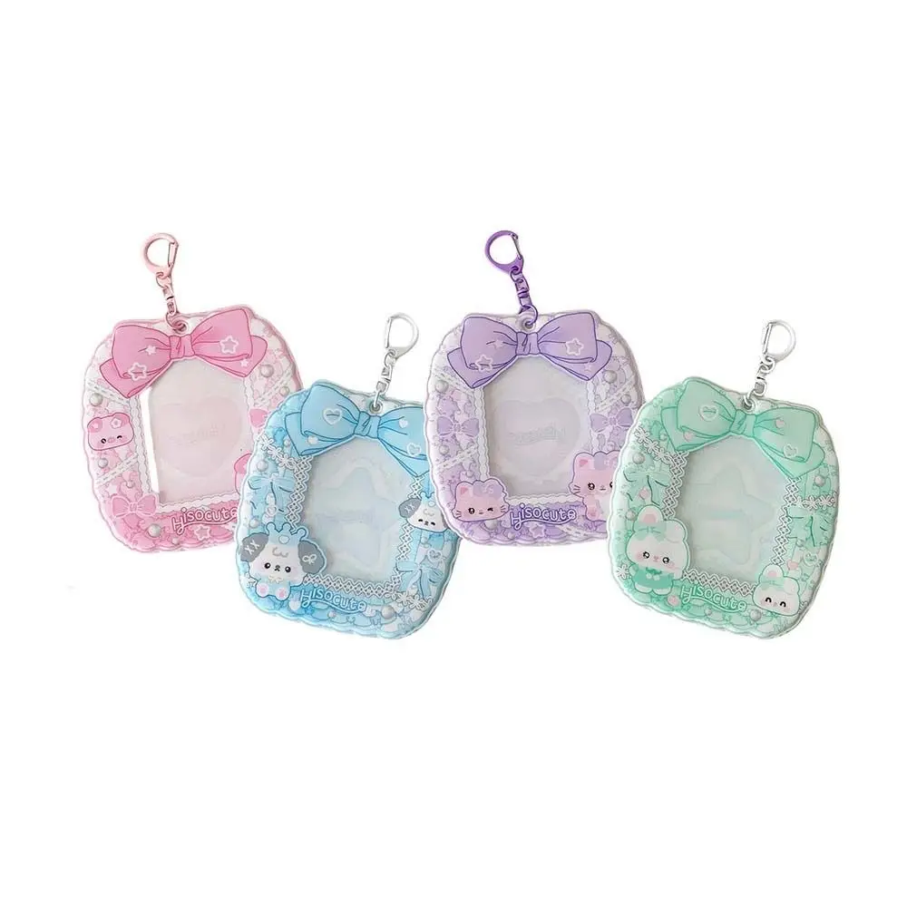 Bowknot Animals Korean Photocard Holder Keychain Pendant Hanging Decoration Idol Card Display Protector Picture Idol Photo Card