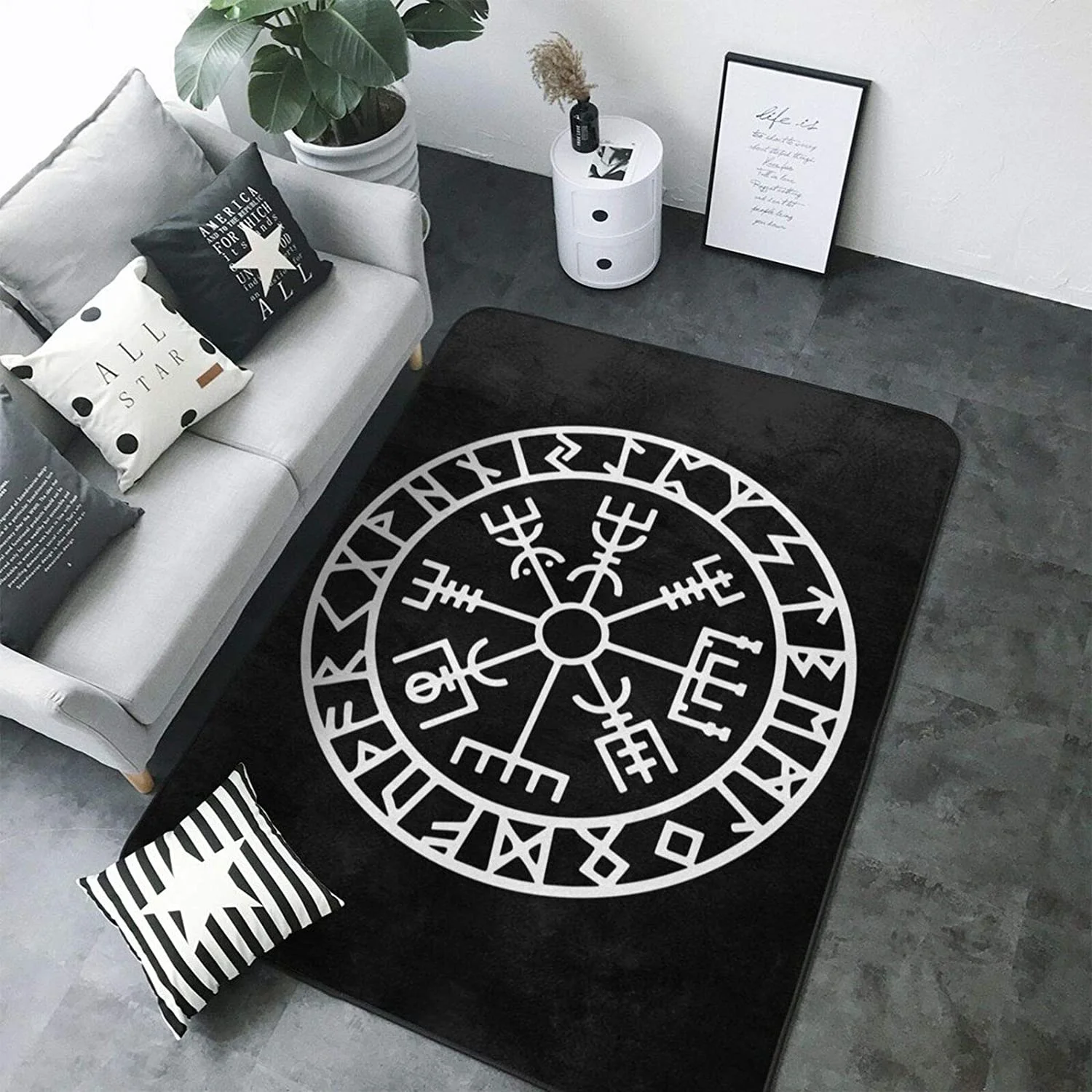 Viking Bear Printing Carpet for Living Room Room Decor Coffee Table Large Area Rug Non Slip Halloween Floor Rugs for Living Room