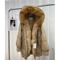 Piumino con collo in pelliccia di volpe piumino di lusso con cappuccio per donna moda stile più venduto 2024