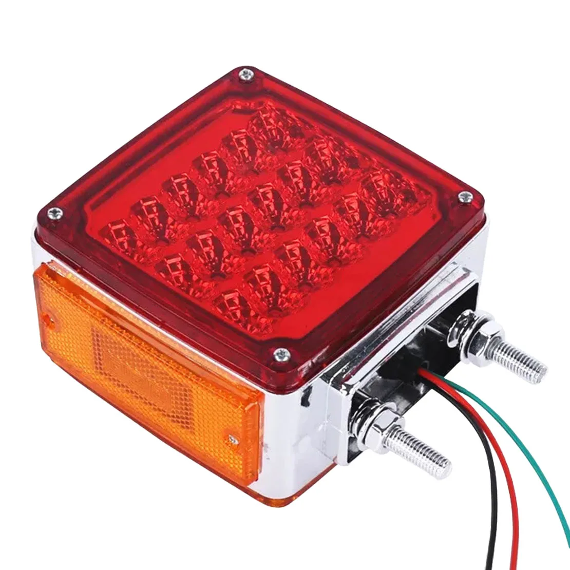 1 par de luces marcadoras de señal de giro de guardabarros de Pedestal de montaje de perno de doble cara cuadrada Universal de 12V 39LED para remolque, Tractor, autobús, barco