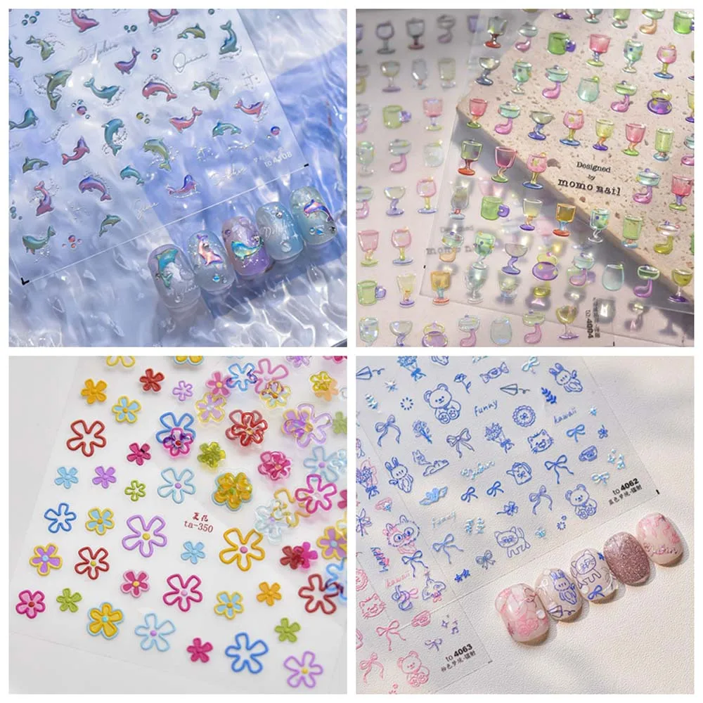 Sea Conch Star Ocean Nail Stickers Goldfish Beach Vacation Cup Ocean Nail Decorations Nail Accessories Shiny Glass Dolphin