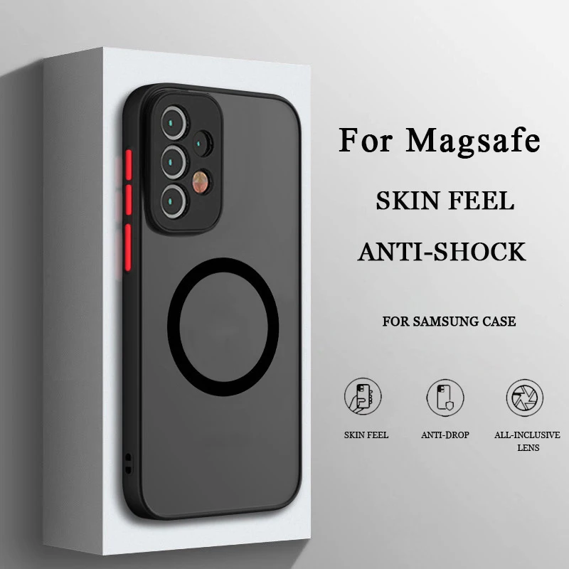 Luxury Matte Magsafe Case For Samsung Galaxy S8 S9 S10 Plus Note 10 20 S20 FE S21 S22 Plus S23 S24 Ultra Wireless Charge Cover 