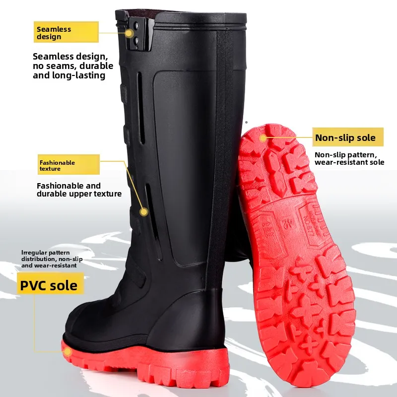

Non-Slip Thick Bottom Mid-High Tube Rain Boots Men Women Outdoor Fishing Hiking Summer Waterproof Rubber Shoes Military Grade