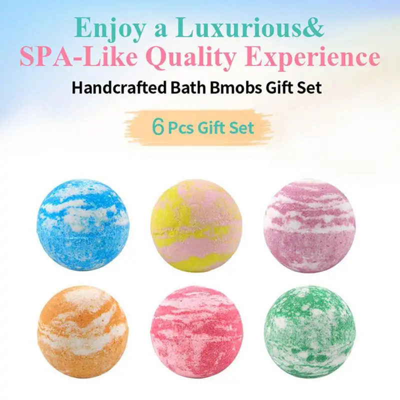 Organic Bubble Bath Balls Natural Oil Ball Set Organic Moisturizing Shower Products Bath Set Spa Bubble Bath Balls 6 PCS Birthda