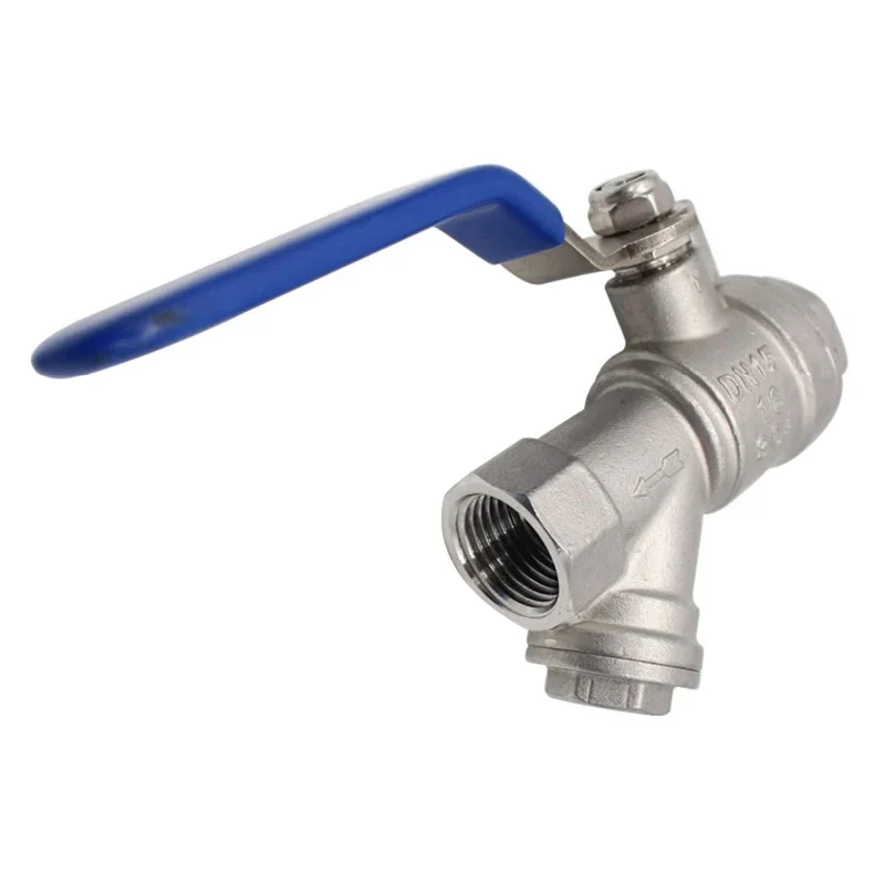 SS304 Stainless Steel Filter Ball Valve Y-type 100 Mesh Filter Thread DN15 DN20 DN25 1/2