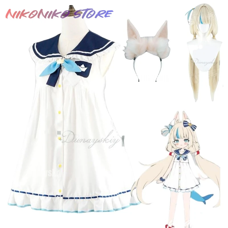 

Gura Cosplay Reincarnation Of Shark Sameko Saba Costumes Wig Furry Costumes Hallowen Play Role Clothes For Girls