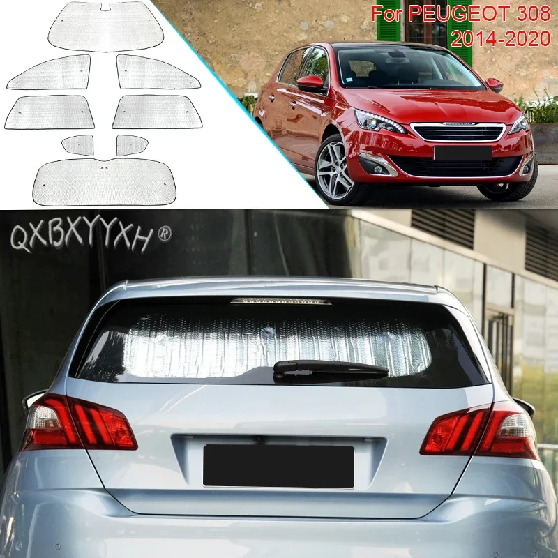Car Sun Shade Aluminum Foil Foldable Cover Auto UV Heat Windshield Sunshades Interior Accessory For PEUGEOT 308 2014-2020