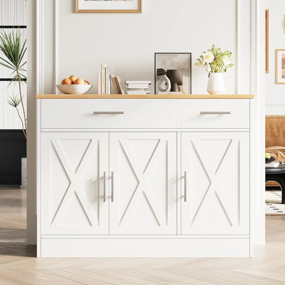 

Coffee Bar Cabinet, Farmhouse Sideboard Buffet Cabinet with Storage, Coffee Bar with Drawers and Shelves, Wood, Customized